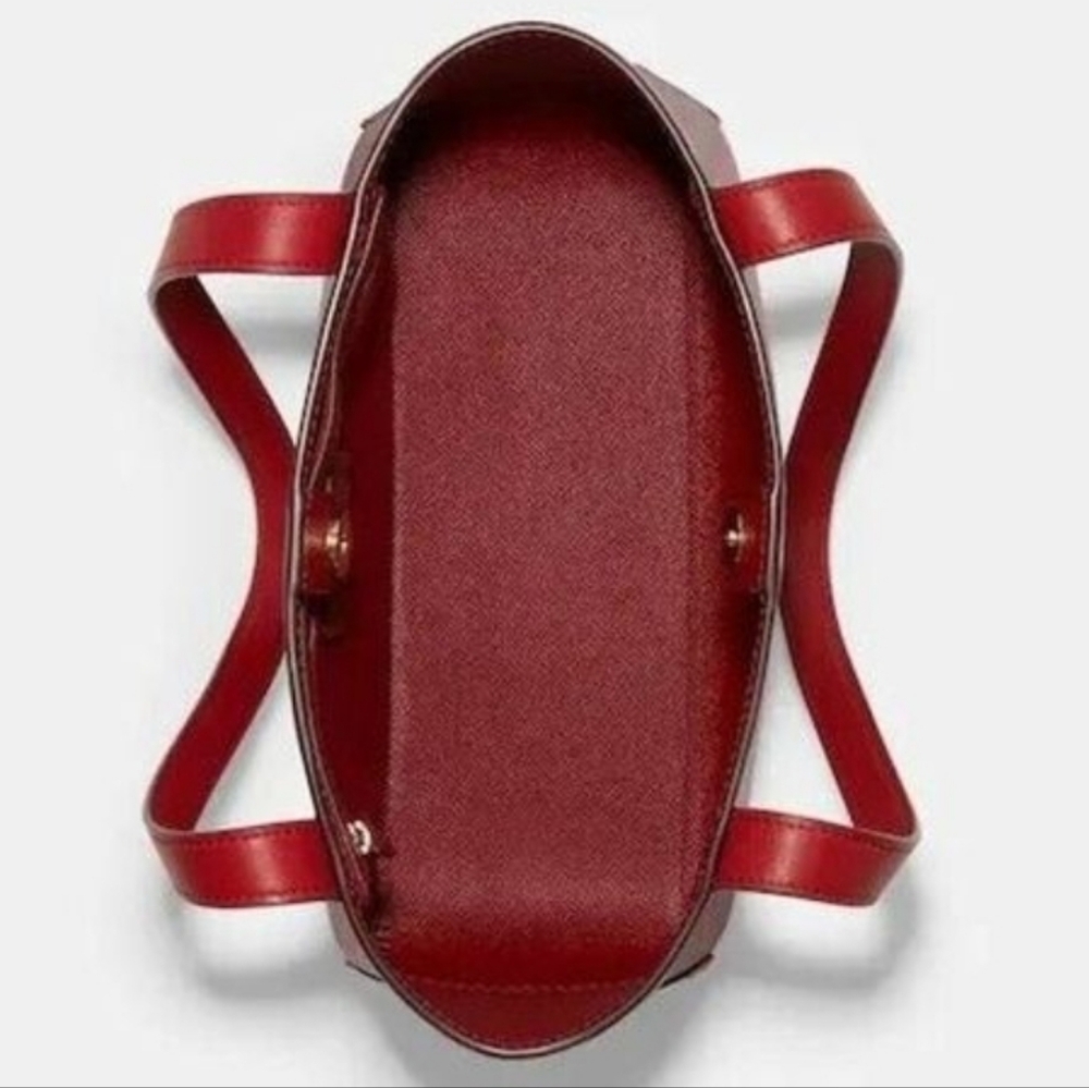 Coach Horse and Carriage Tote 27 Dot 99 Print Coated Canvas Deep Red Large Bag - Picture 8 of 9